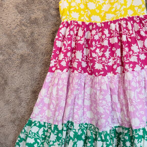 Mini Boden Girls Floral Rainbow Tiered Dress Smocked Back Strapless 8 9 Years - Picture 5 of 13